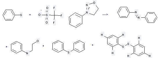2-Anilinoethanol can be prepared by benzenethiol with 3-phenyl-4,5-dihydro-[1,2,3]oxadiazol-3-ium; trifluoro-methanesulfonate.